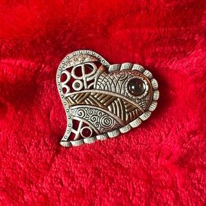 CHICOS love, cherish and inspire, brooch/pin silver and gold tone heart